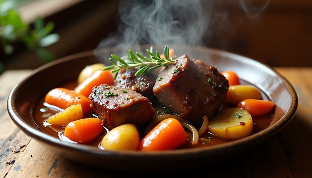 slow cooked meat and vegetables