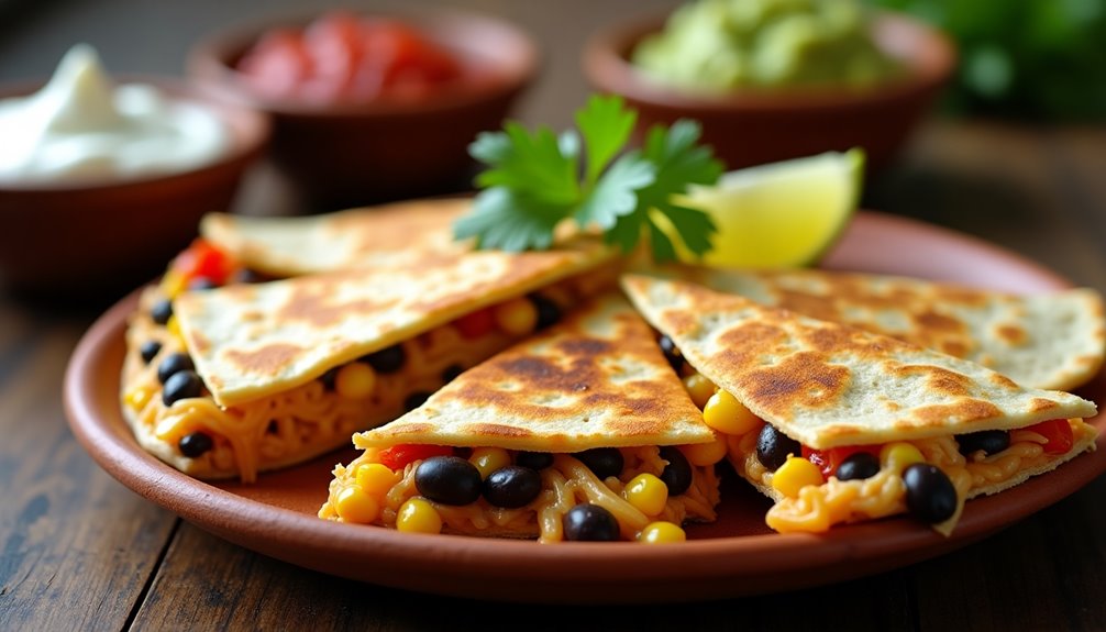 southwestern flavored chicken quesadillas