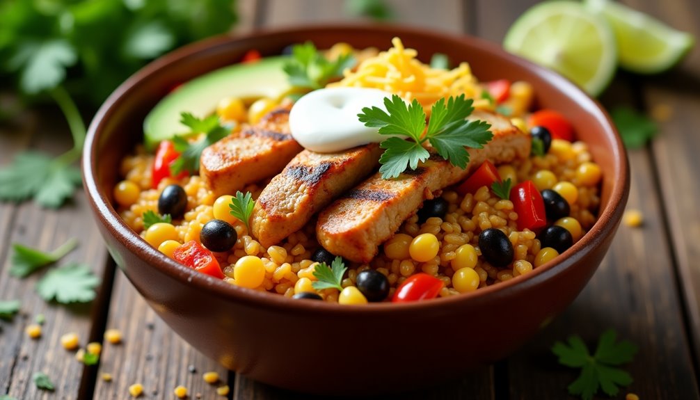 southwestern flavors chicken rice bowl