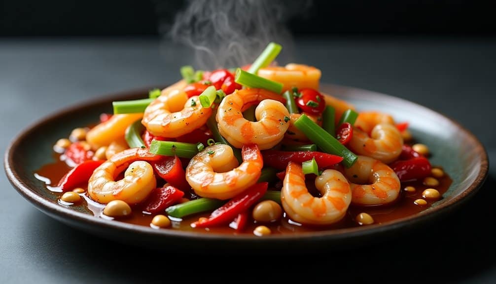 stir fried shrimp with sichuan spices