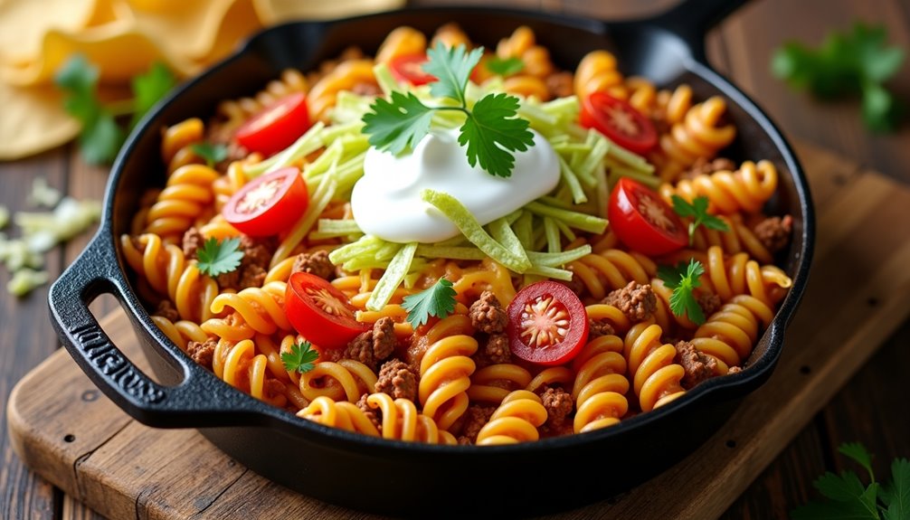 tasty one pan taco pasta dish