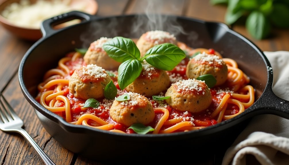 tasty turkey meatballs with pasta