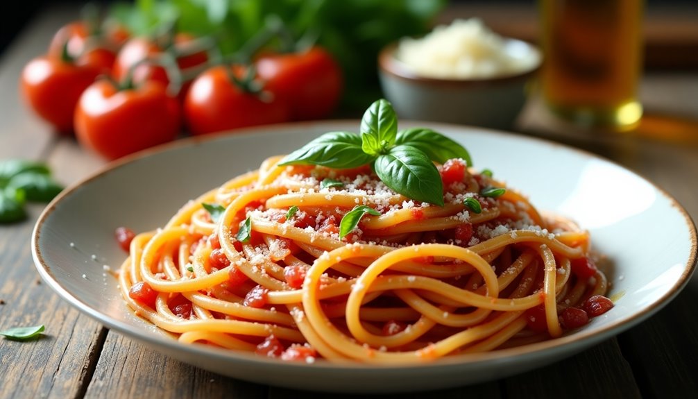 uncomplicated tomato and basil pasta