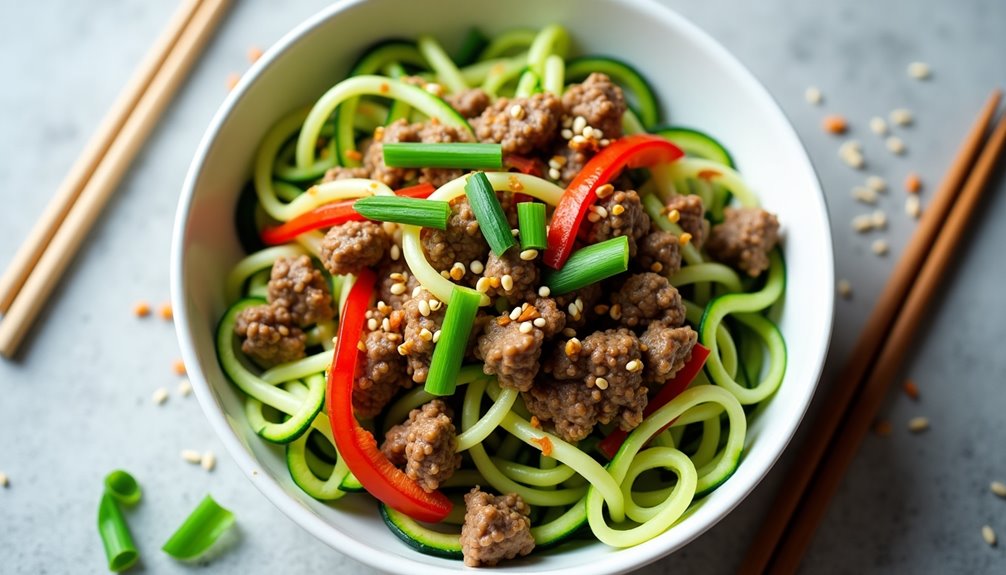 vegetable based noodle beef stir fry