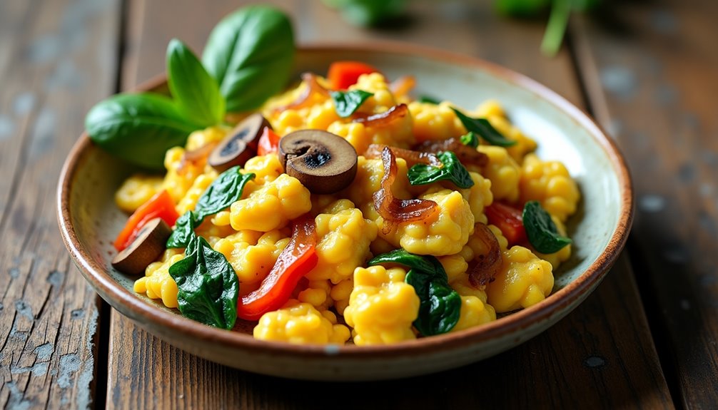vegetable rich protein packed breakfast scramble