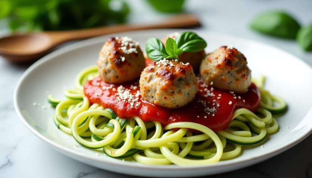 veggie noodles turkey meatballs delight