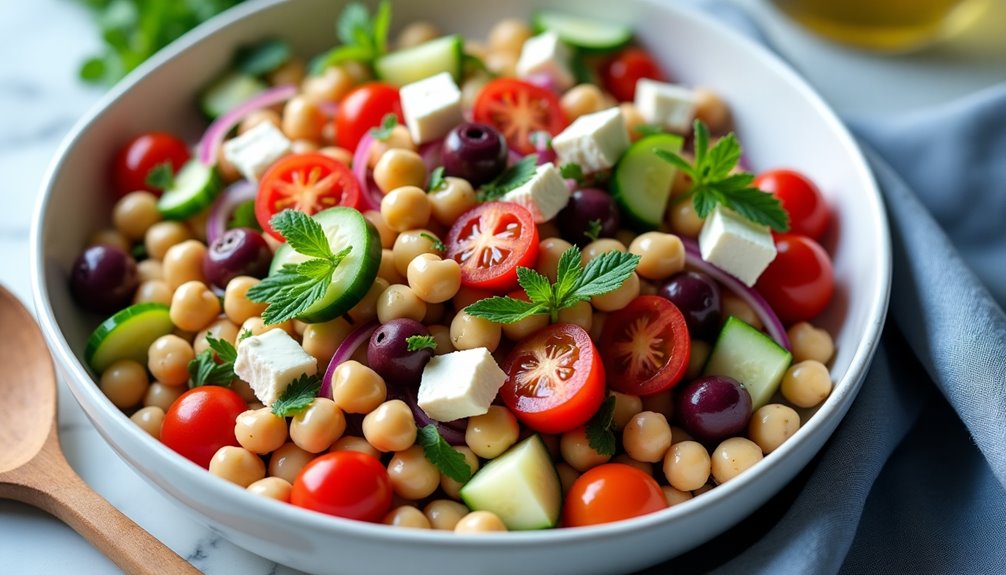 wholesome mediterranean vegetable protein rich salad