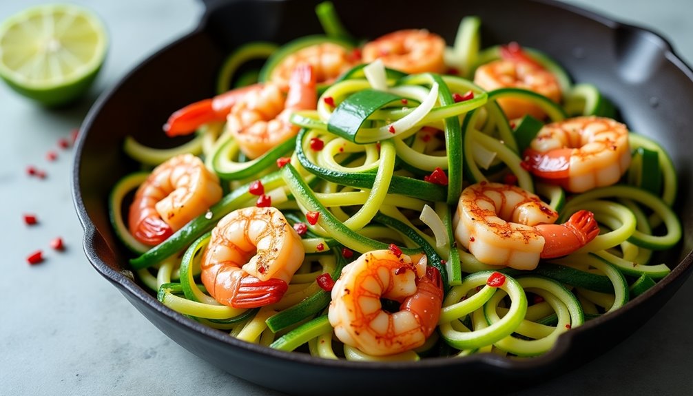 zucchini noodles with spicy shrimp