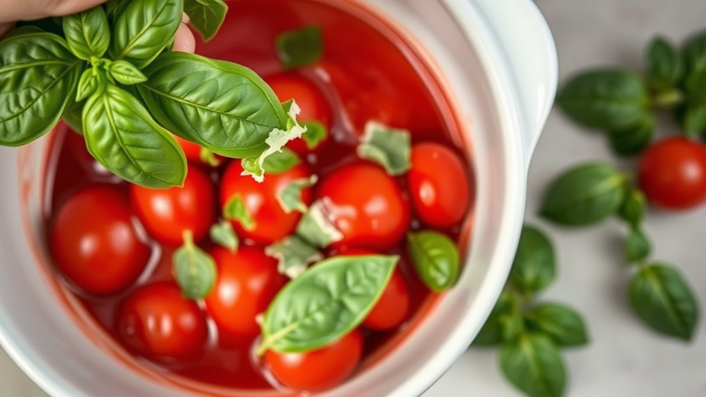 add basil leaves now