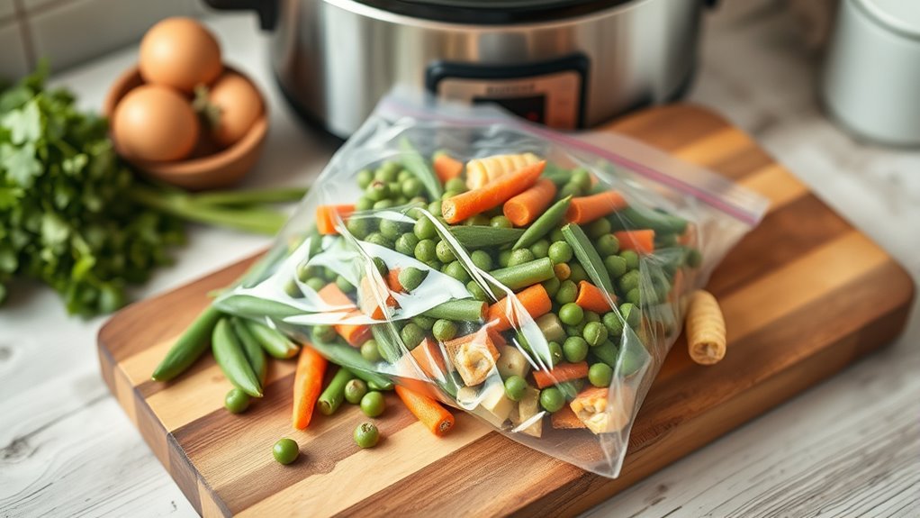 add frozen vegetables now