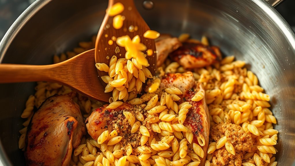 add orzo and seasonings