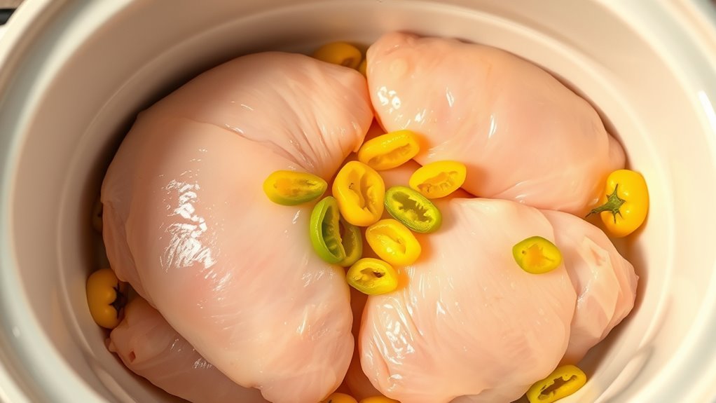 add peppers to cooker