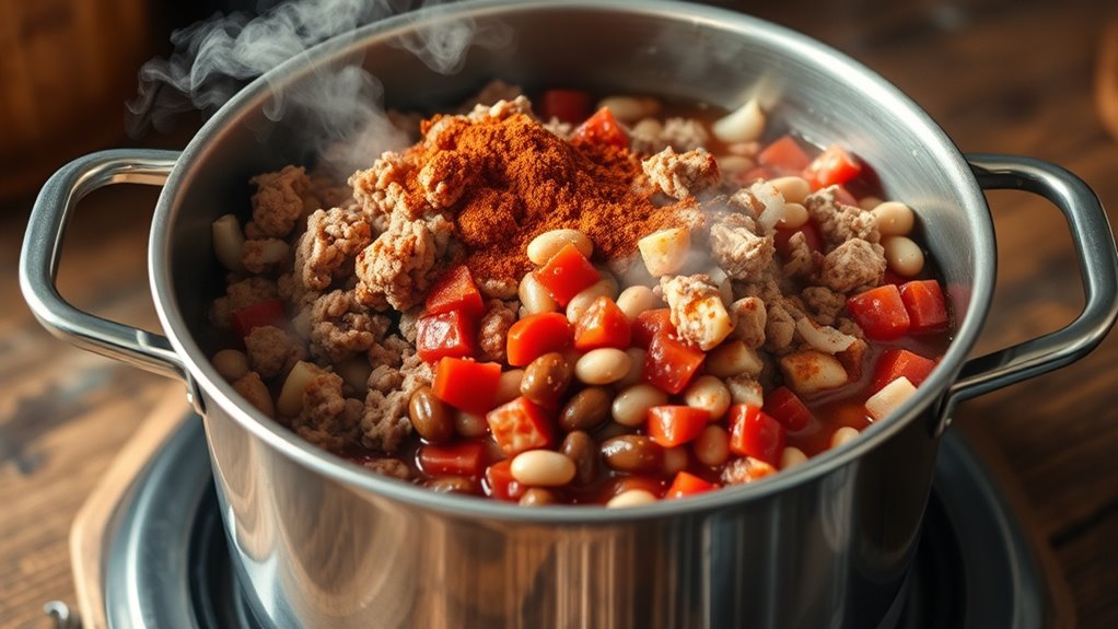 add tomatoes and beans