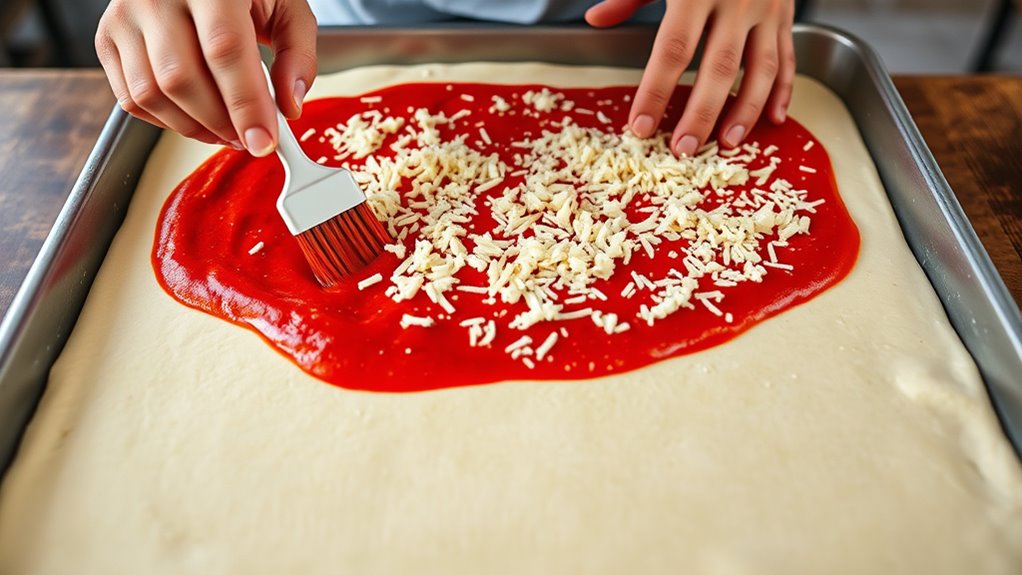 apply sauce and cheese