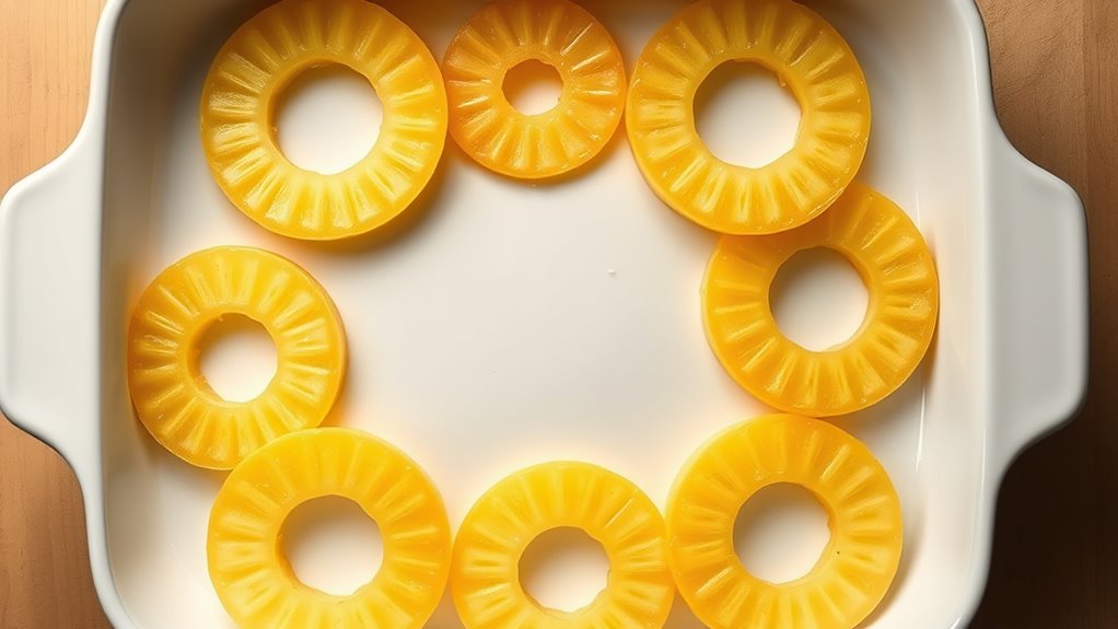 arrange pineapple rings first