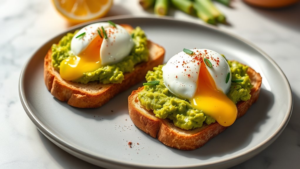 avocado toast topped eggs