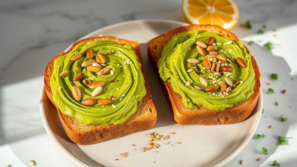 avocado toast topped seeds