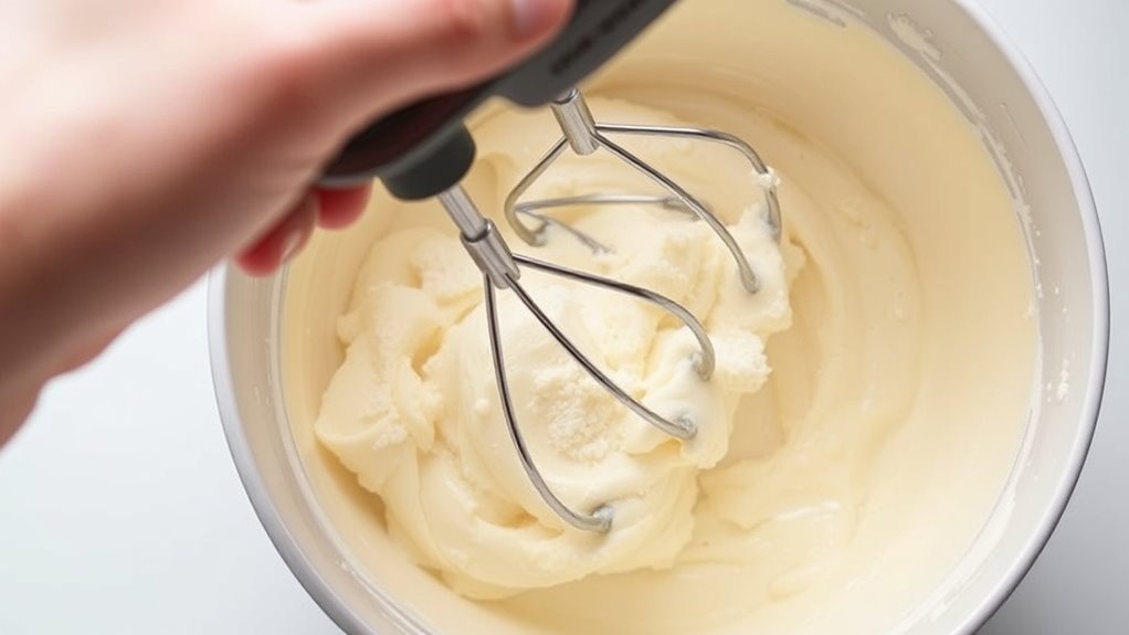 beat cream cheese and sugar