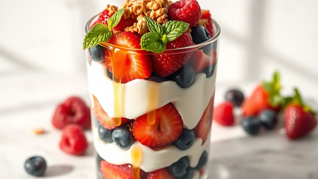 berry yogurt honey parfait