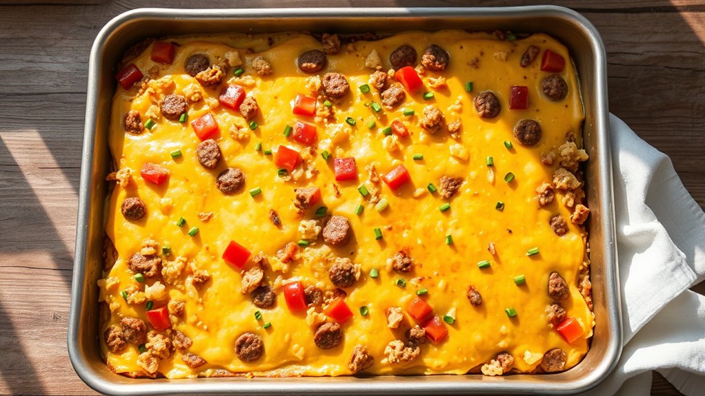 breakfast casserole on sheet pan