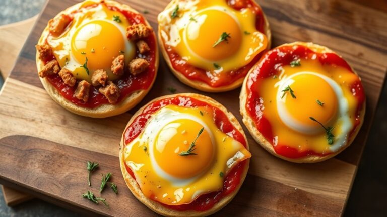 breakfast pizza on muffins