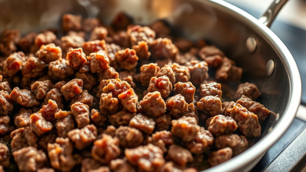 brown ground beef thoroughly