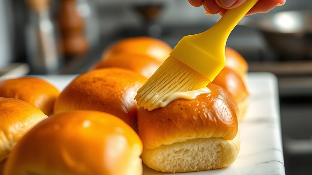 brush buns with butter
