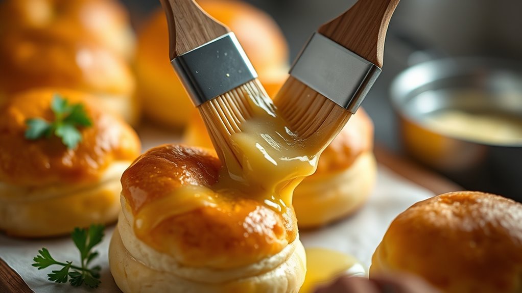 brush garlic butter evenly