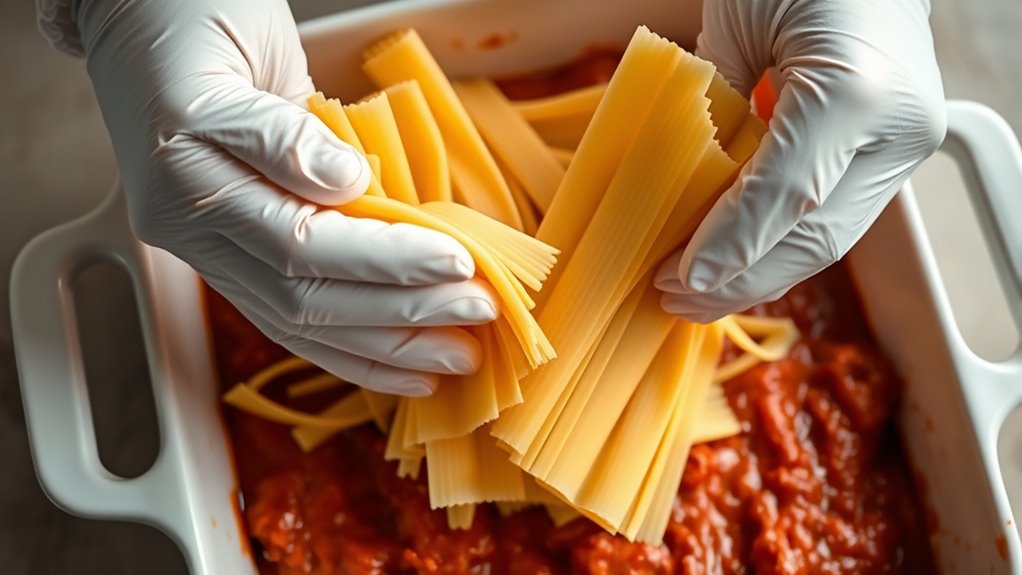 carefully add the noodles