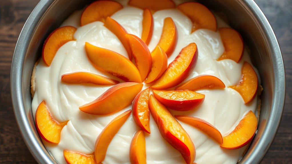 carefully arrange peach slices