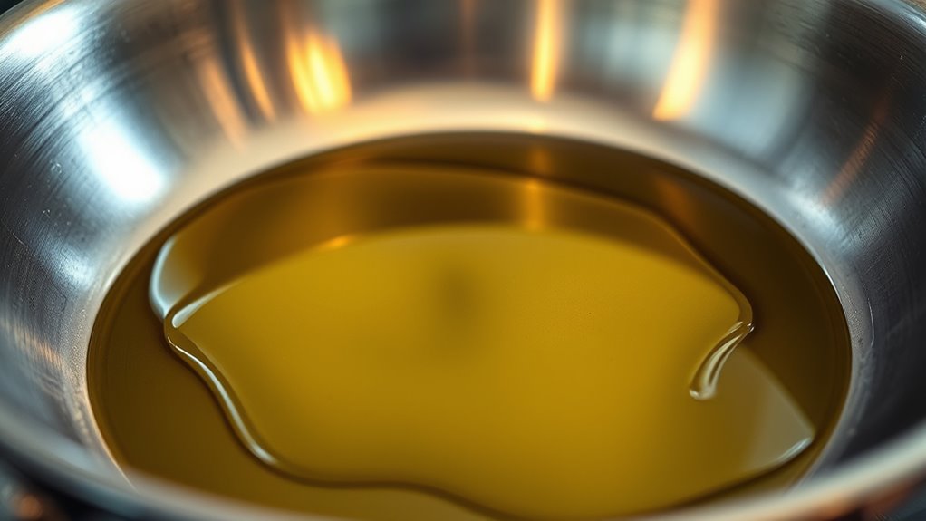 carefully heat olive oil