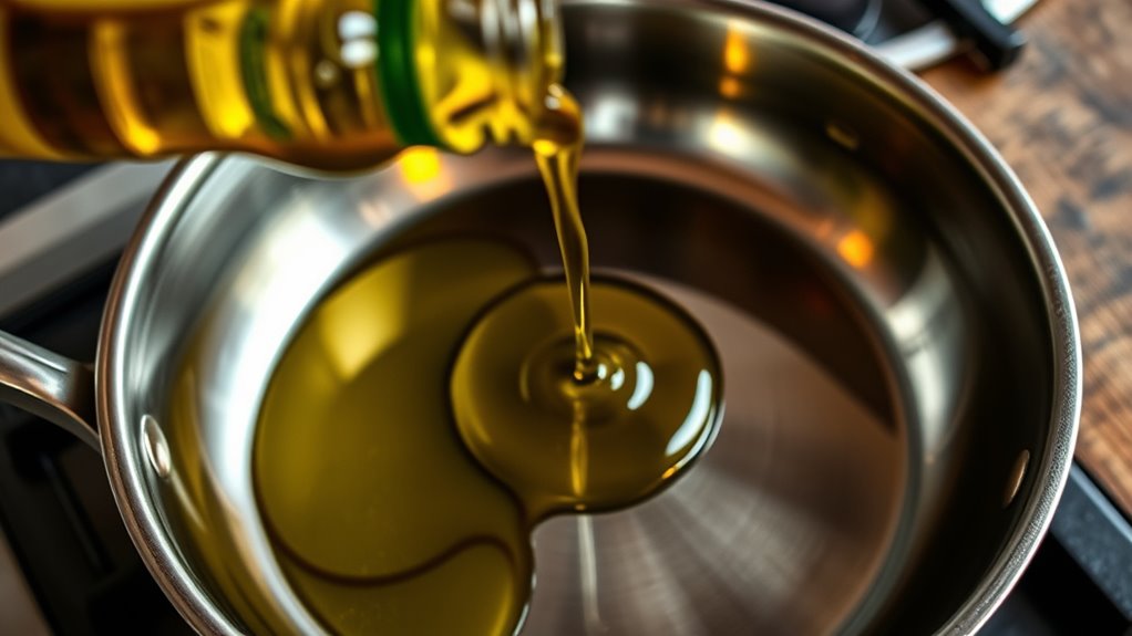 carefully heat olive oil