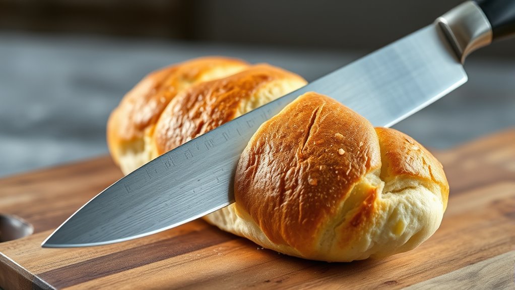 carefully slice bread lengthwise