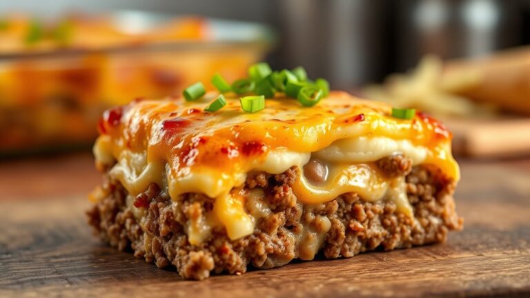 casserole with potatoes and meatloaf