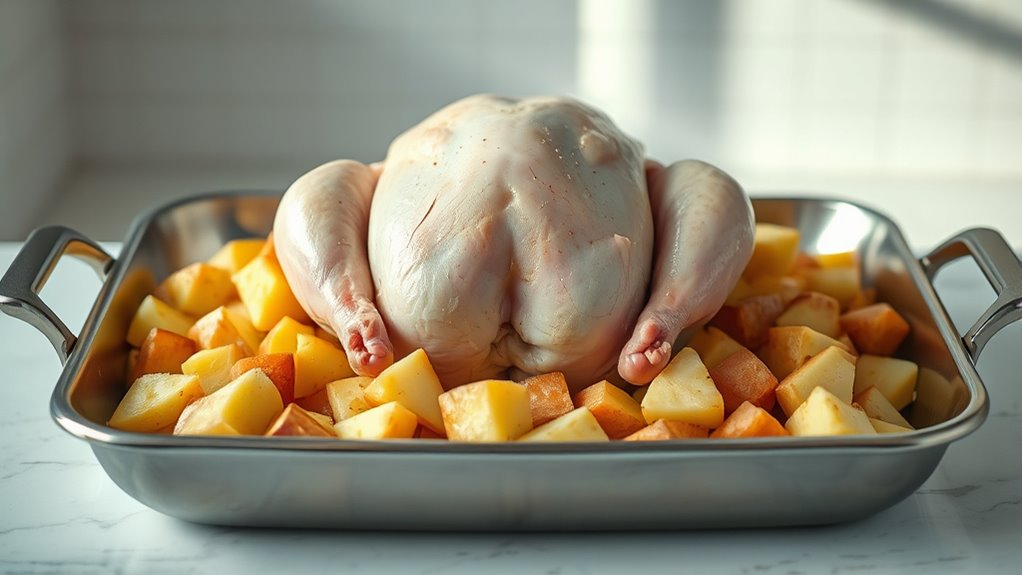 center the chicken arrangement