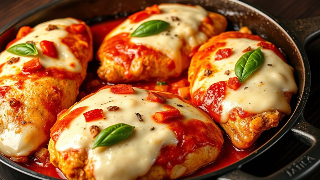 cheesy chicken pizza dish