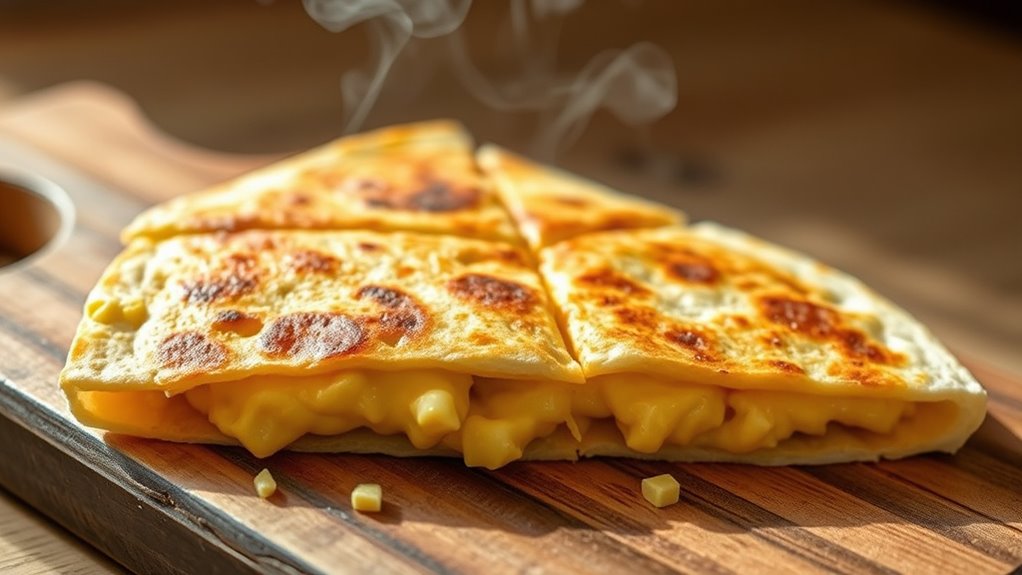 cheesy egg filled tortilla