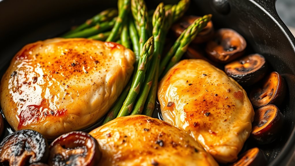 chicken asparagus mushroom skillet
