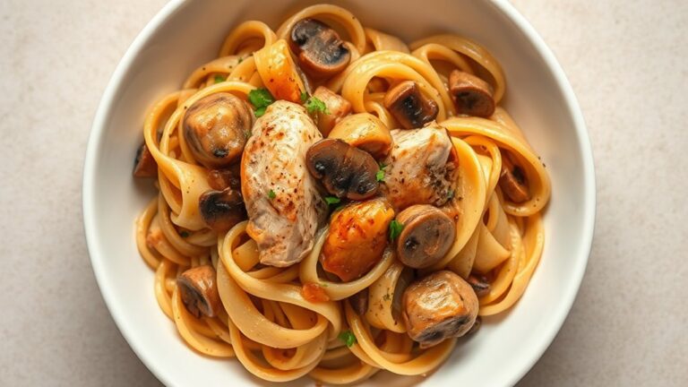 chicken marsala pasta dish