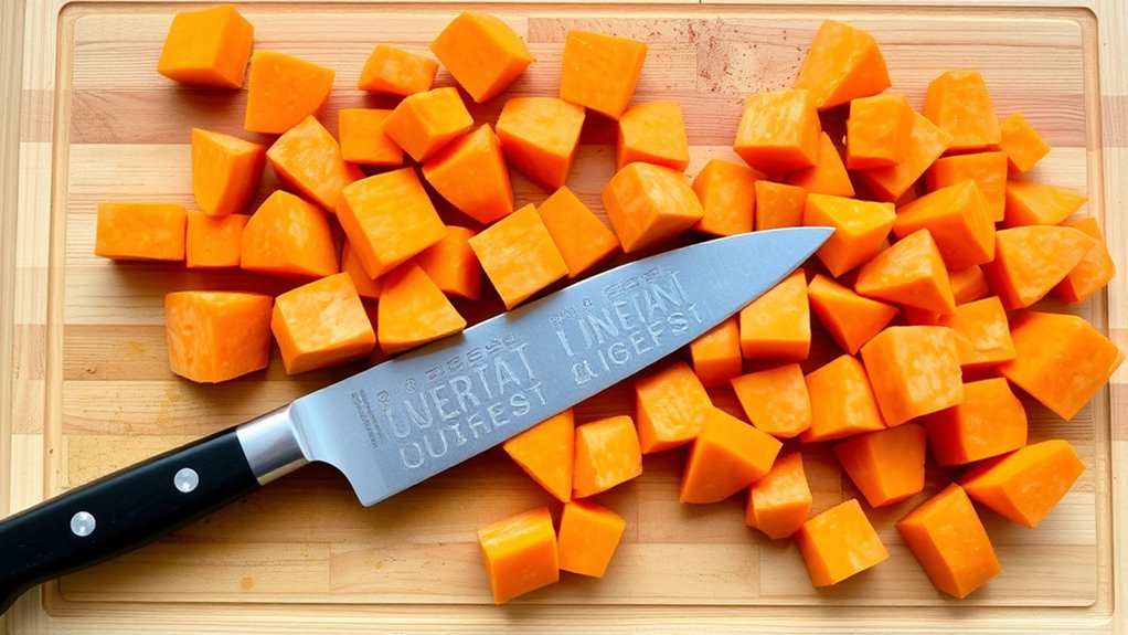 chop sweet potatoes into chunks