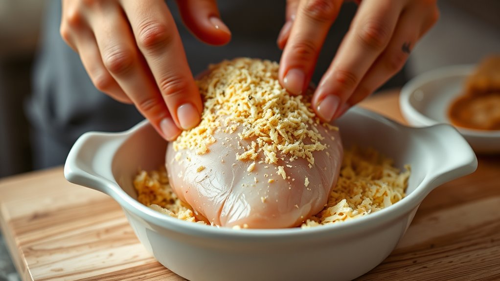 coat chicken with parmesan