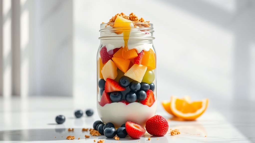 colorful fruit yogurt parfait