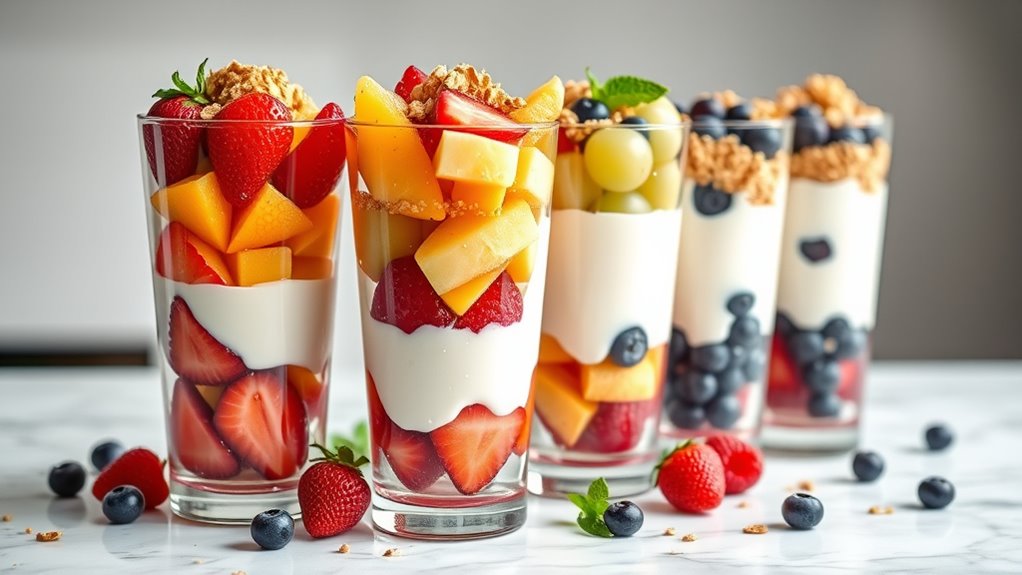 colorful fruit yogurt parfaits