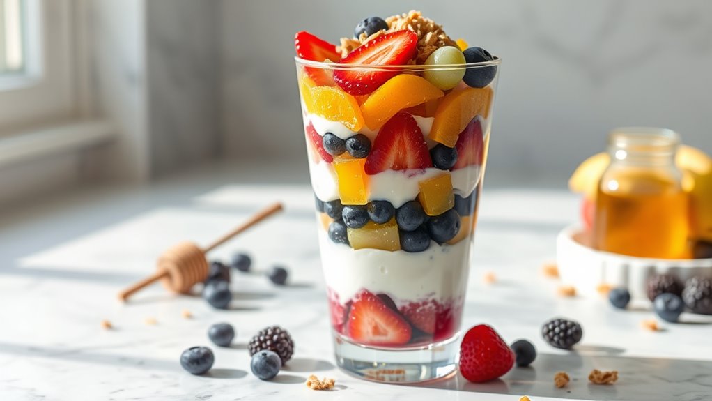 colorful yogurt fruit parfait