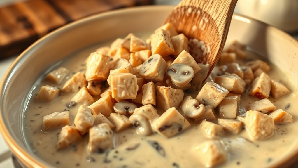combine chicken with mixture
