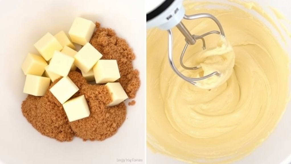 cream together butter and sugar