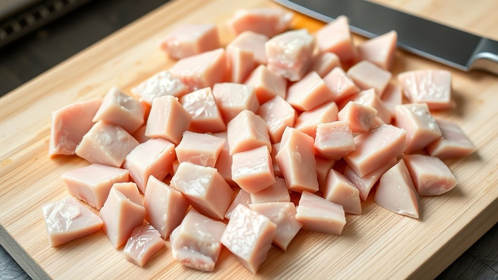 cut chicken thighs carefully