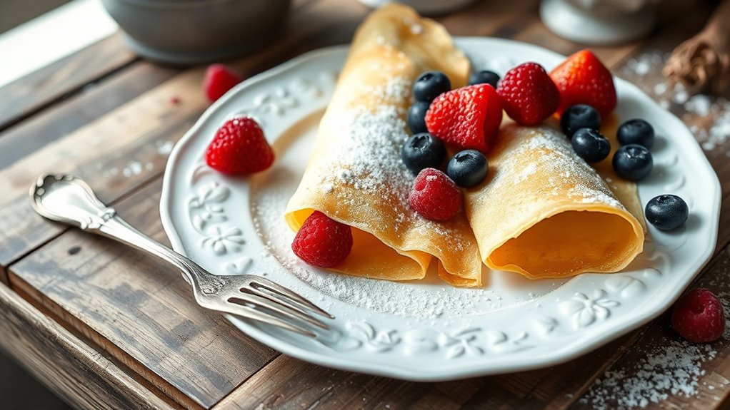 decadent berry filled crepes