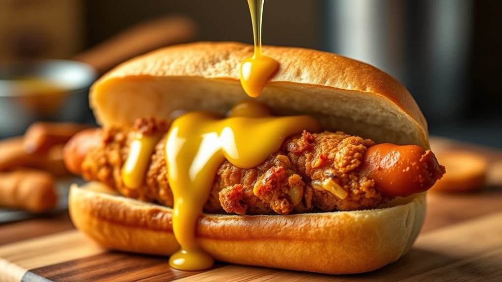 drizzle honey mustard generously
