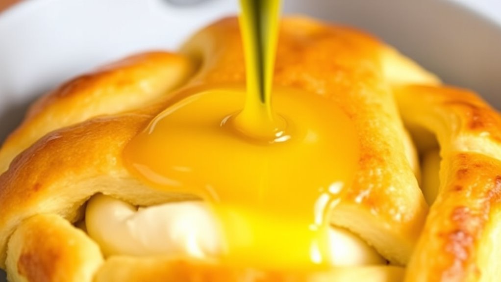 evenly pour melted butter